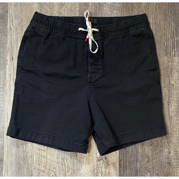 TOPO Designs Mens Organic Cotton Shorts Black L 6" Inseam Button Fly Pockets - Picture 1 of 15